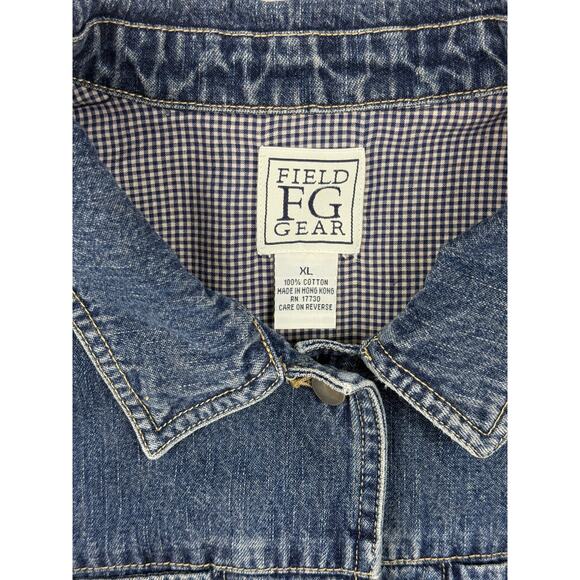 Field Gear Denim Chore Barn Coat Womens Large Blue Denim 90s Cotton Jean Jacket - Picture 2 of 7